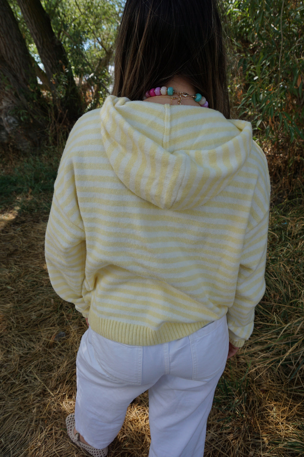 Lemon Cream Stripe Zip
