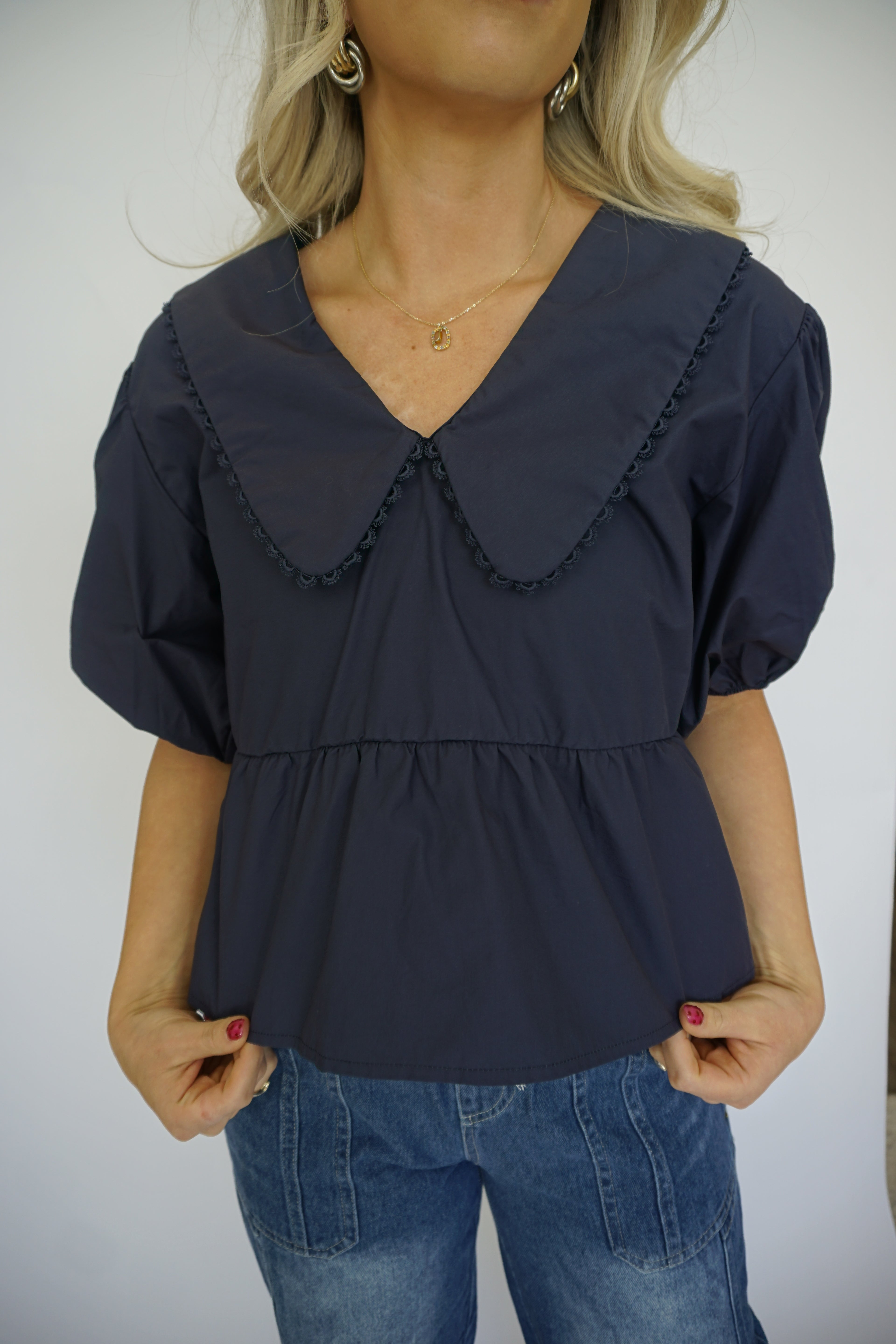 Navy Bloom Top