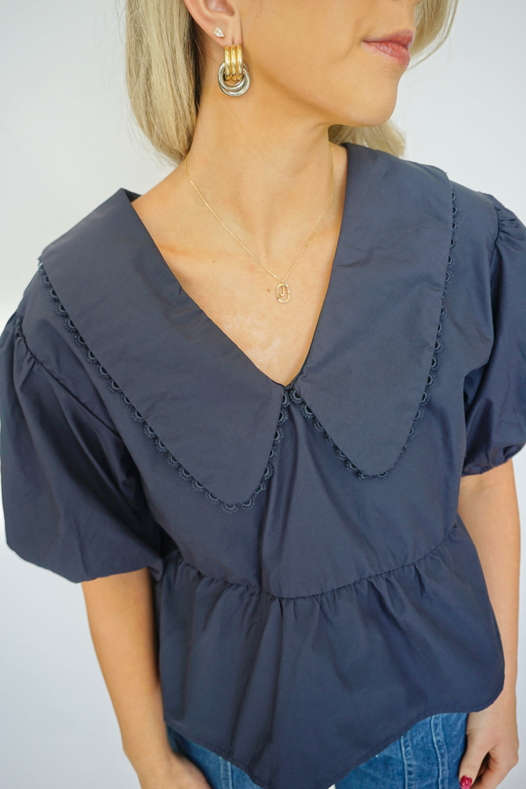 Navy Bloom Top