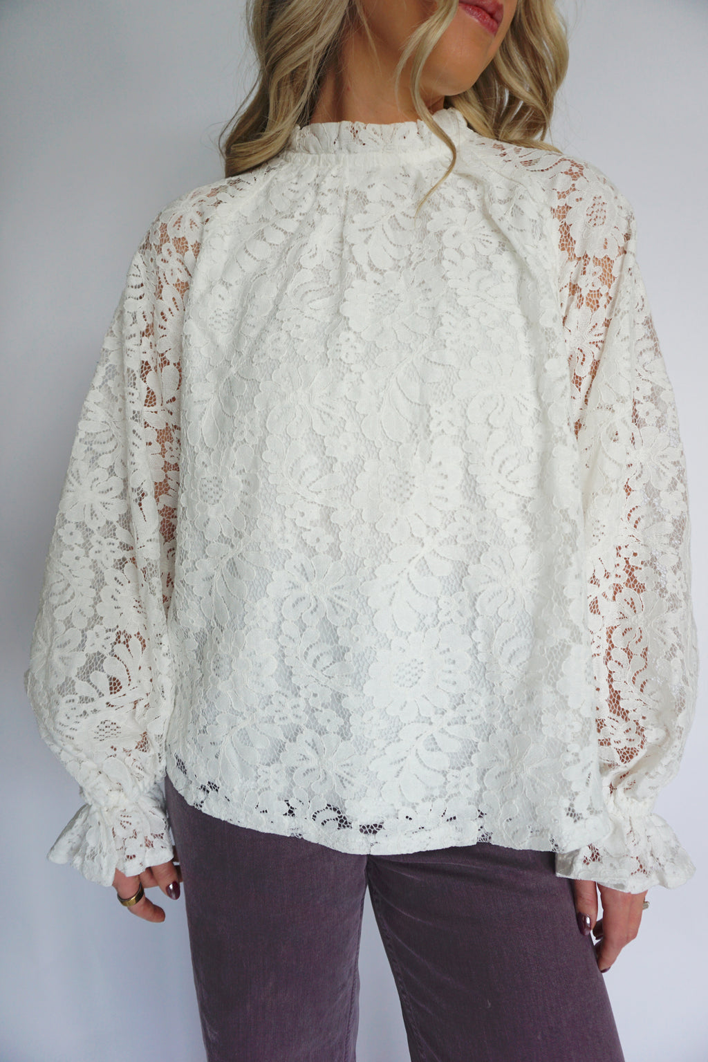 Snow-Kissed Lace Blouse