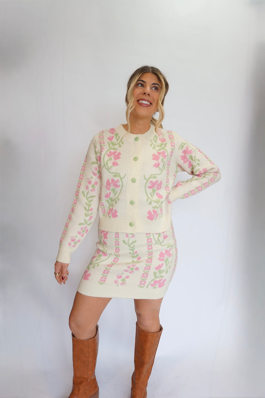 Sweetheart Knit Set - Mini Skirt