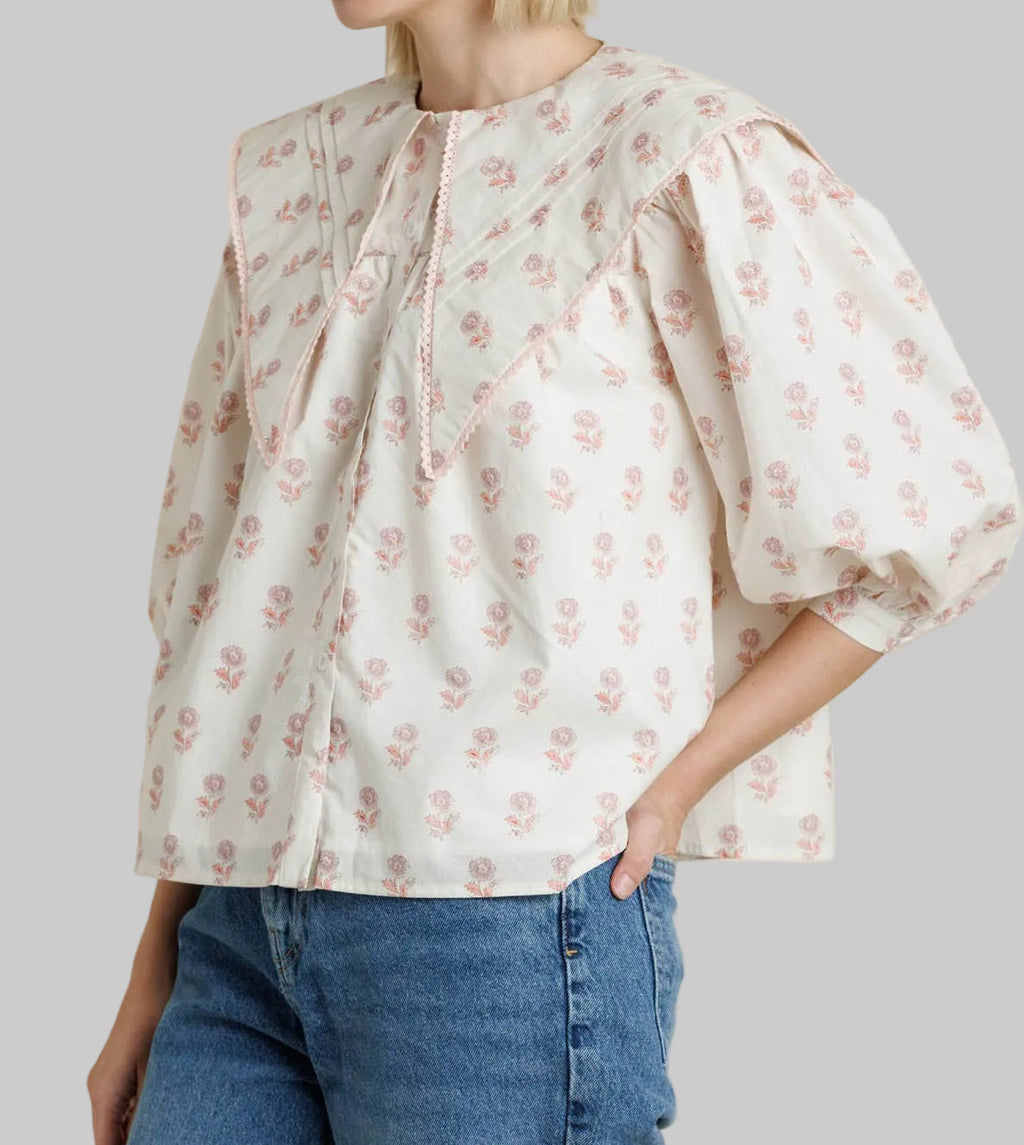 Pink Petals Collared Top