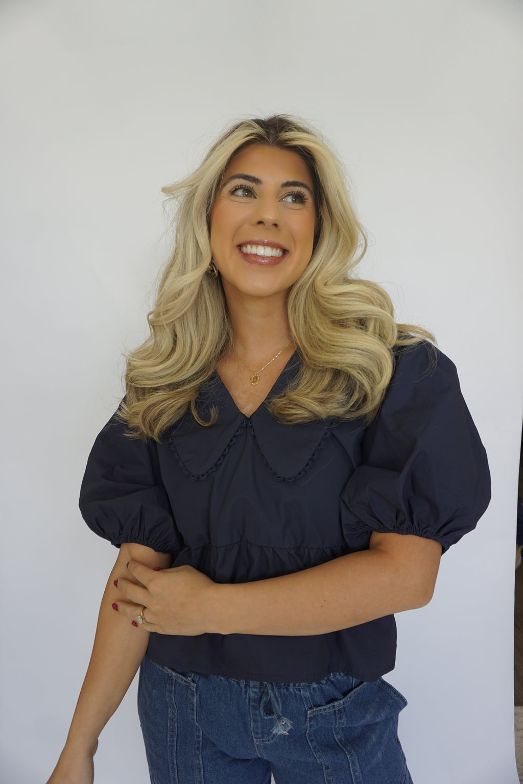 Navy Bloom Top