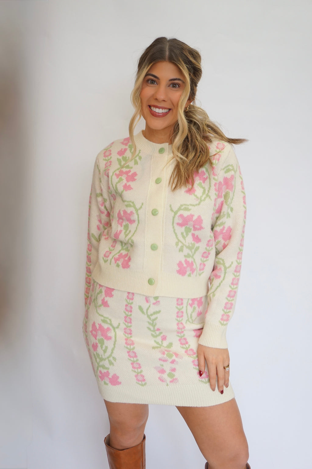 Sweetheart Knit Set - Mini Skirt
