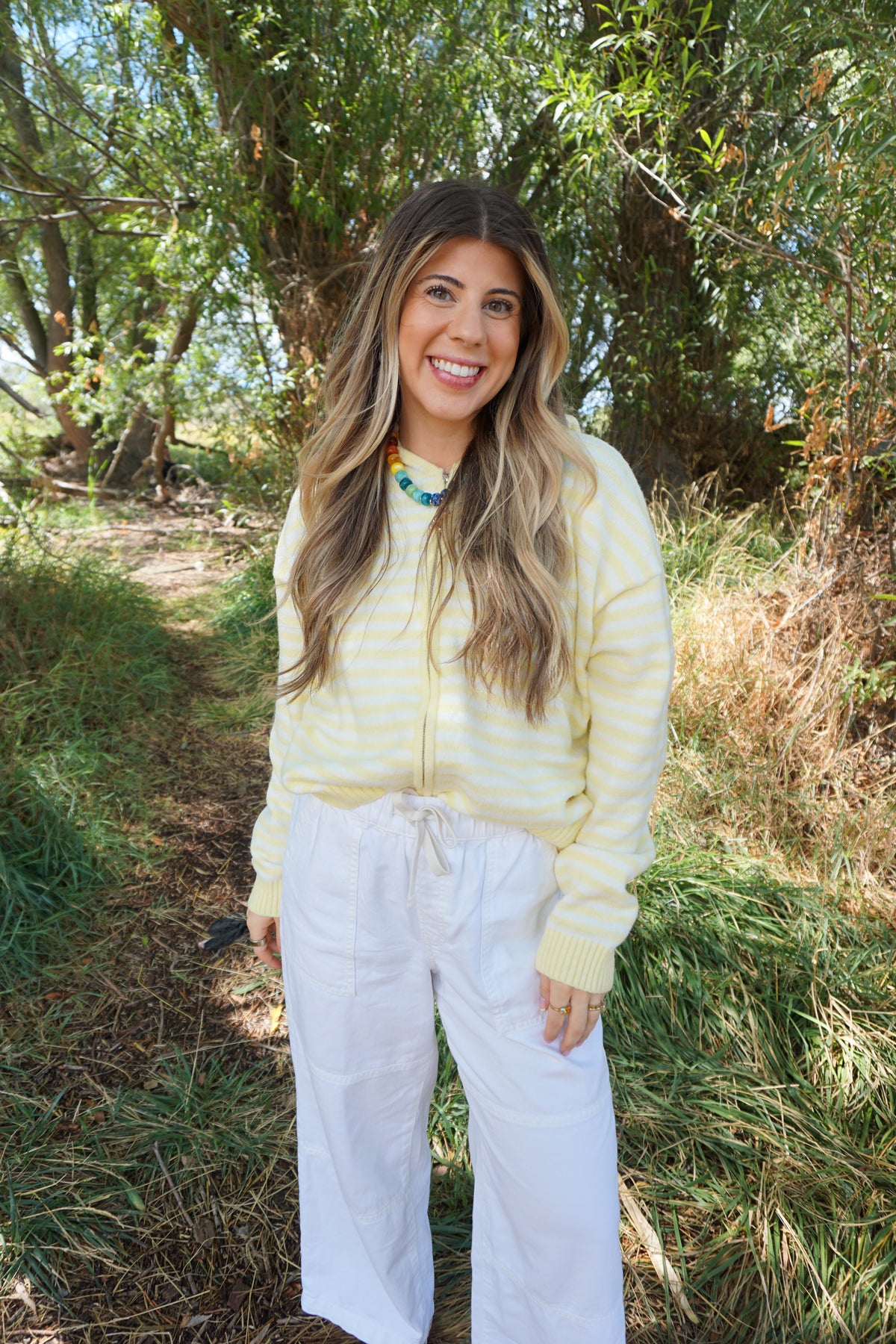 Lemon Cream Stripe Zip