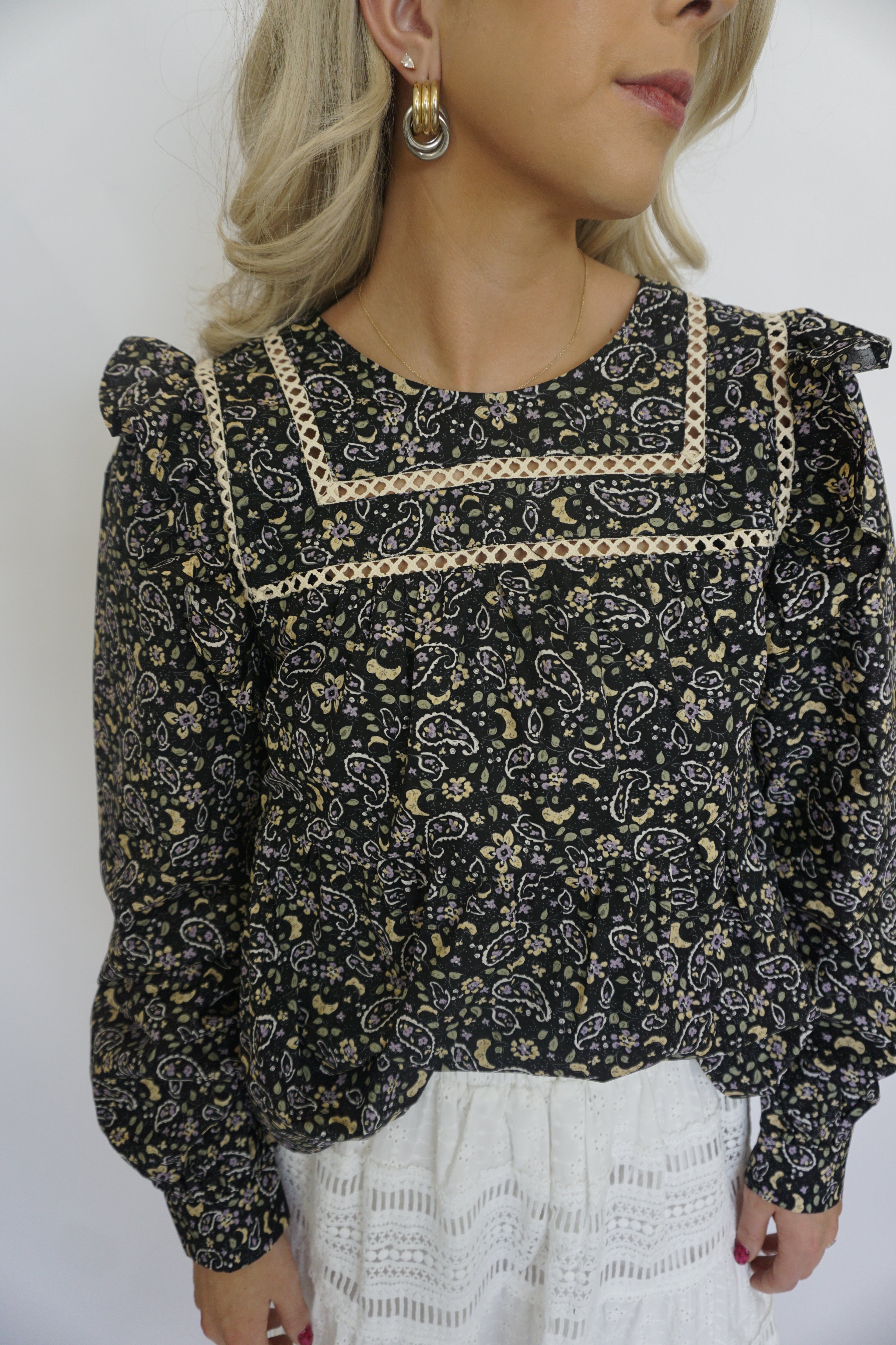 Paisley Petal Puff Sleeve