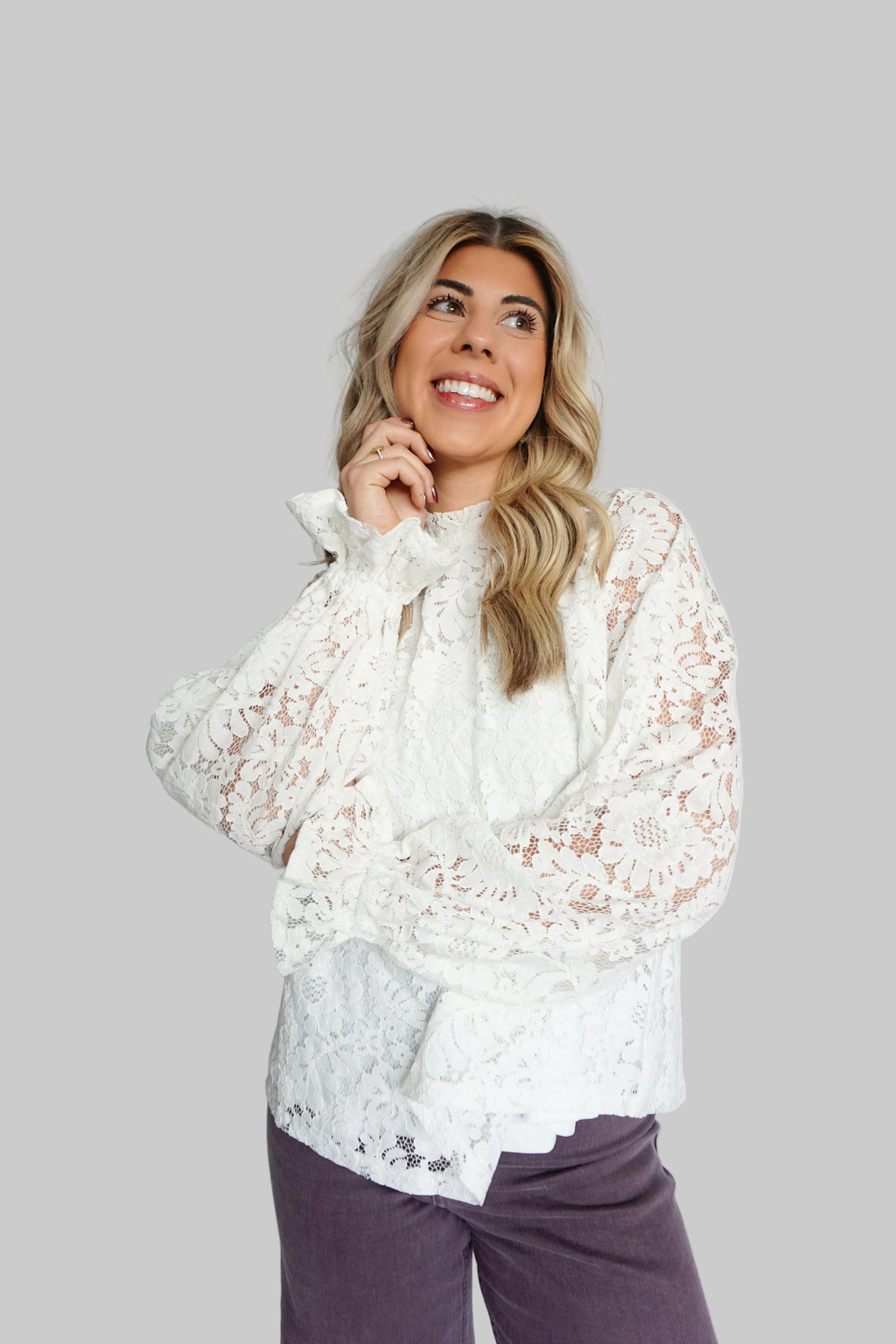 Snow-Kissed Lace Blouse