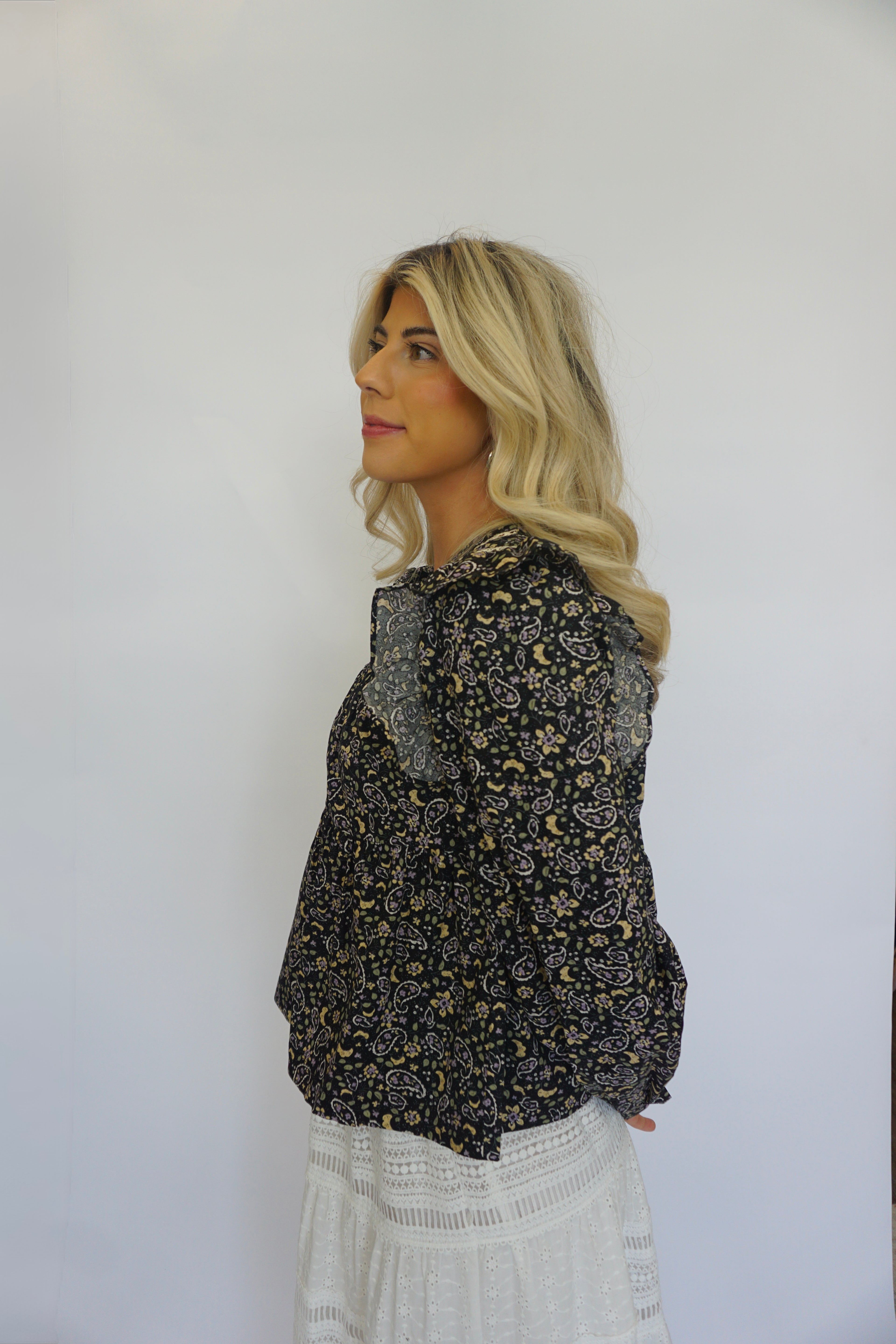Paisley Petal Puff Sleeve
