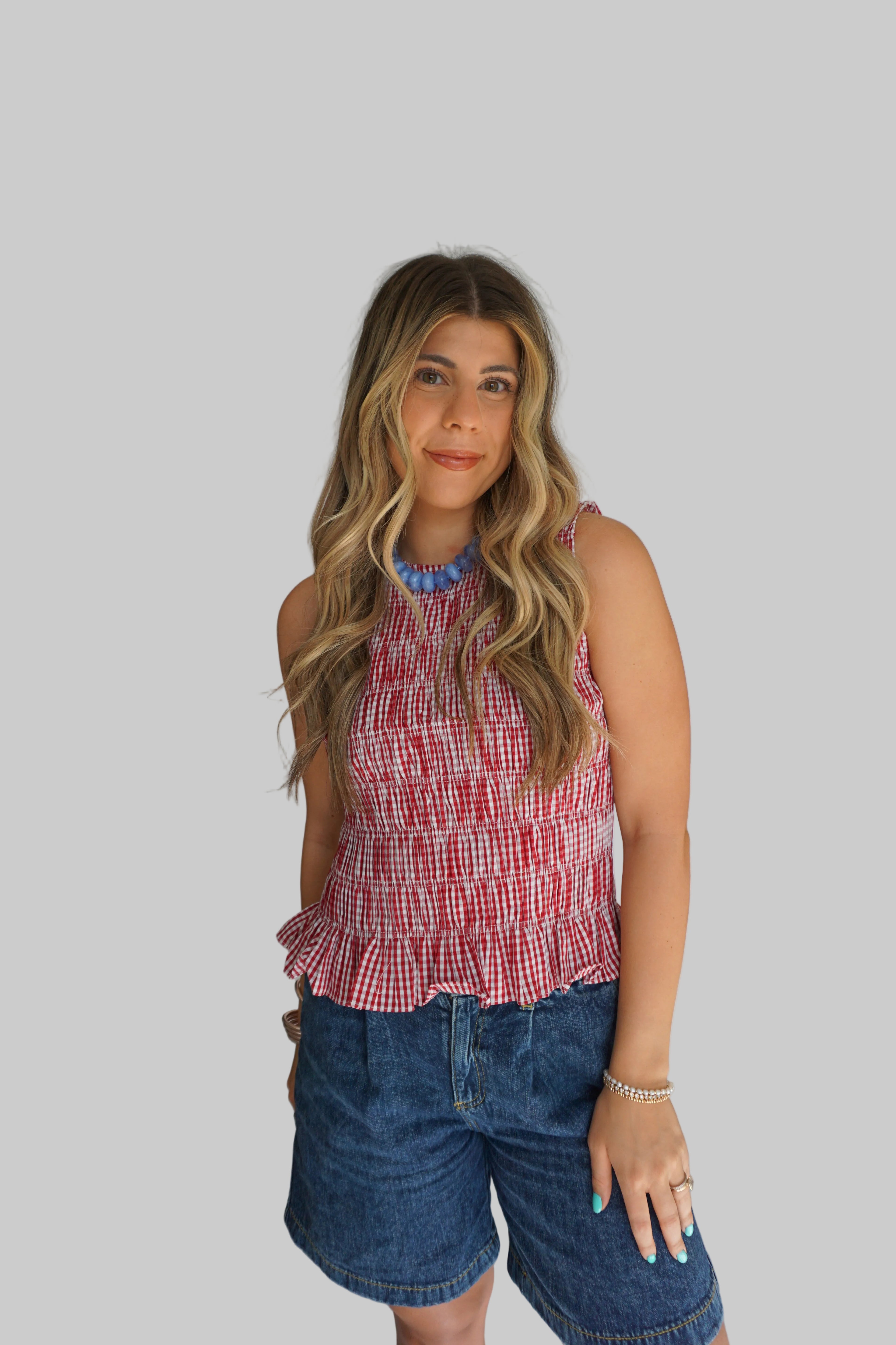 Picnic Days Gingham Smocked Tank