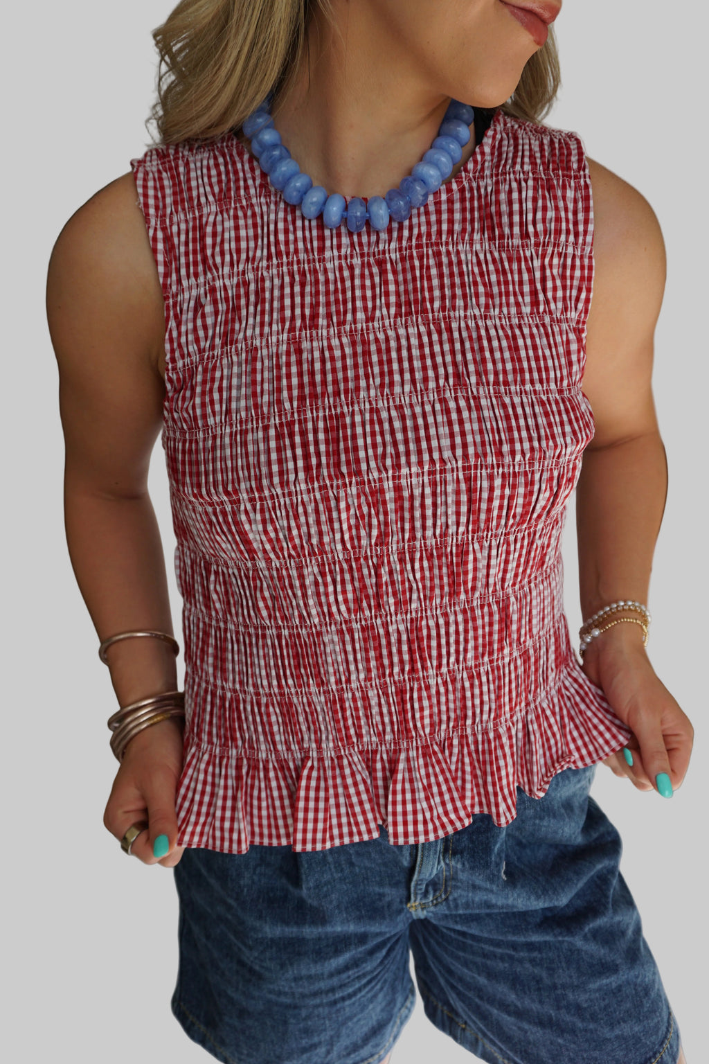 Picnic Days Gingham Smocked Tank