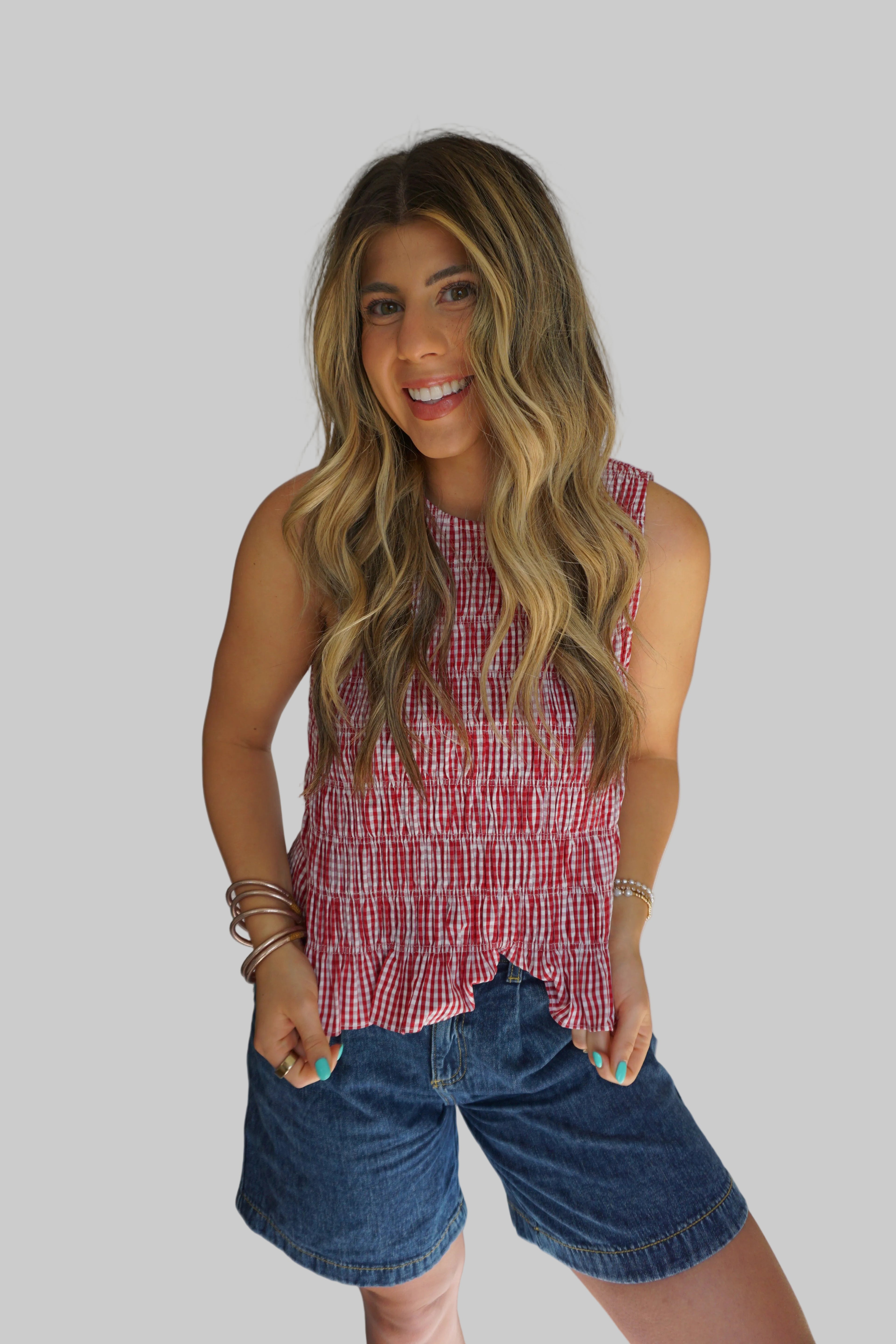Picnic Days Gingham Smocked Tank