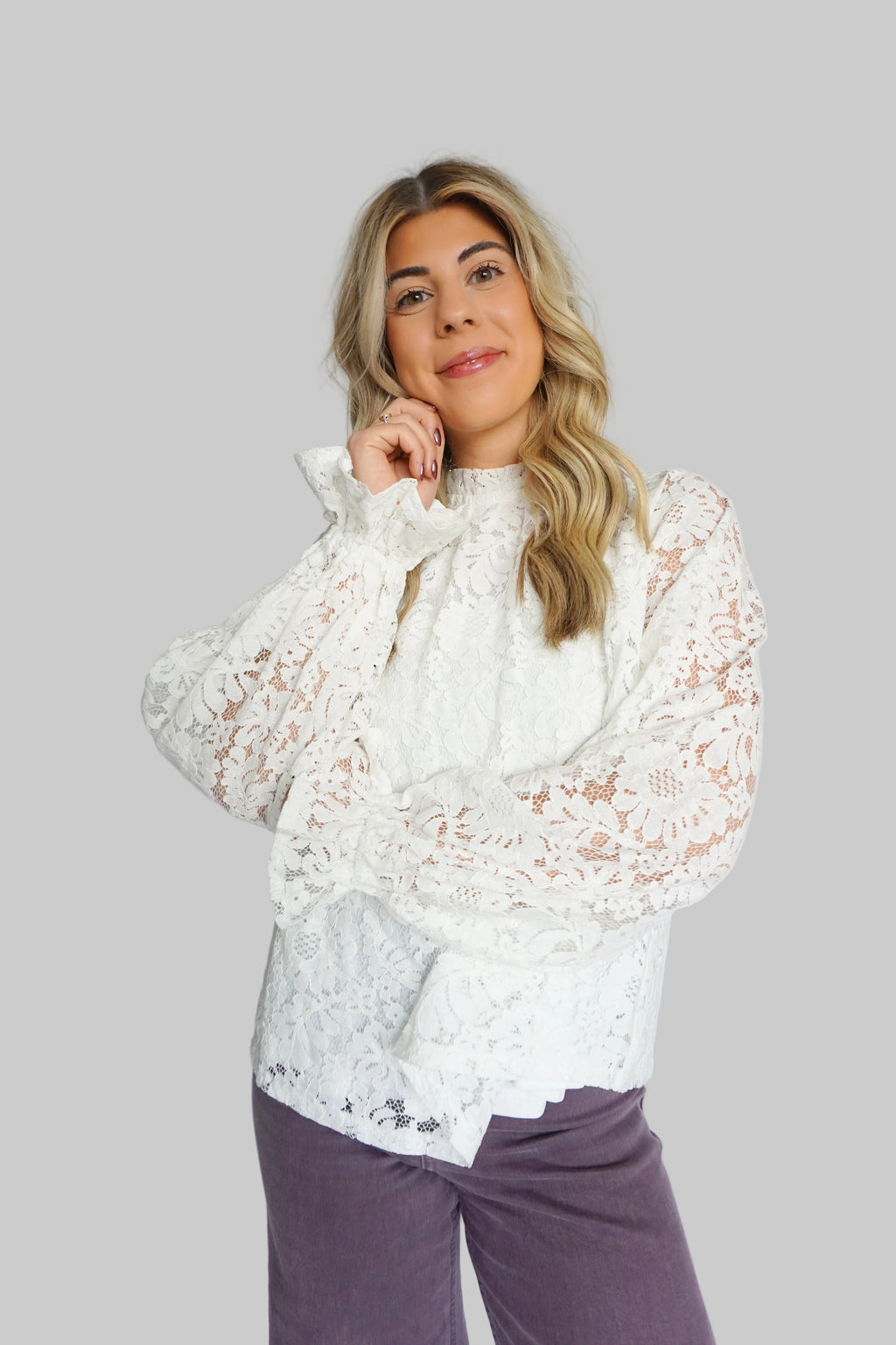 Snow-Kissed Lace Blouse