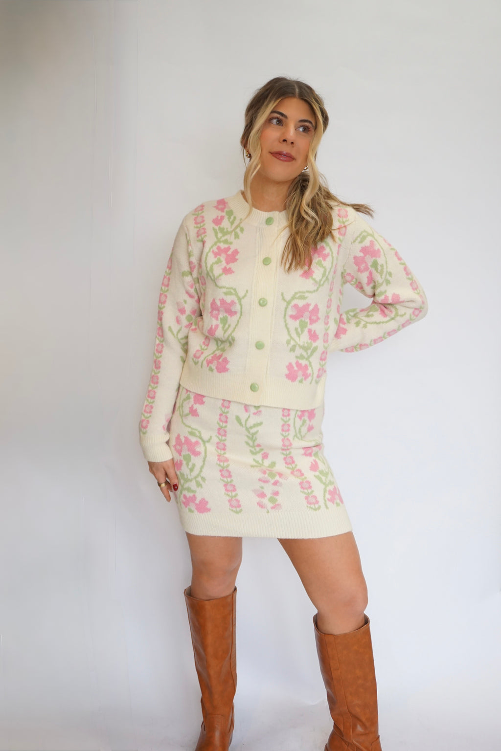 Sweetheart Knit Set - Mini Skirt