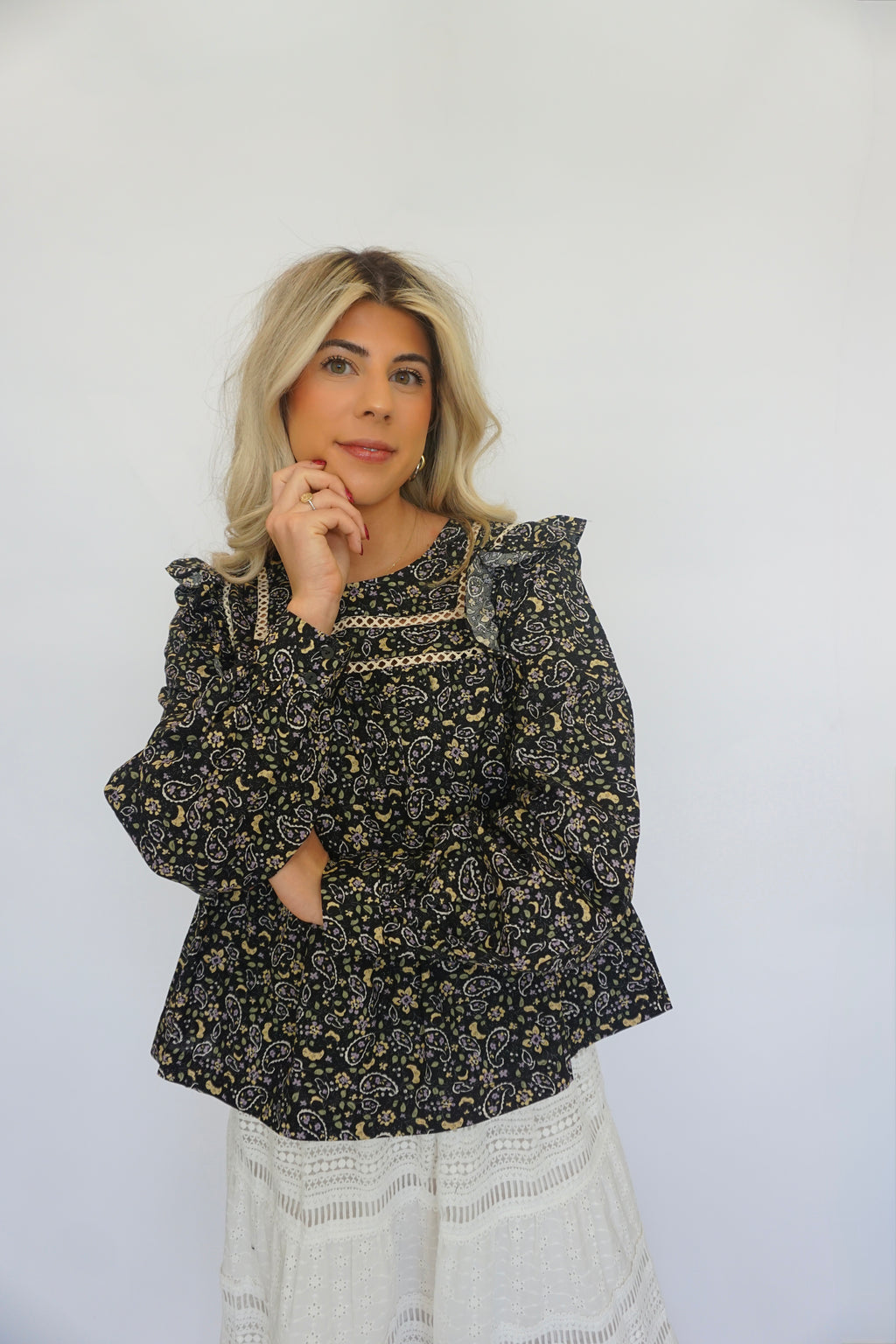 Paisley Petal Puff Sleeve