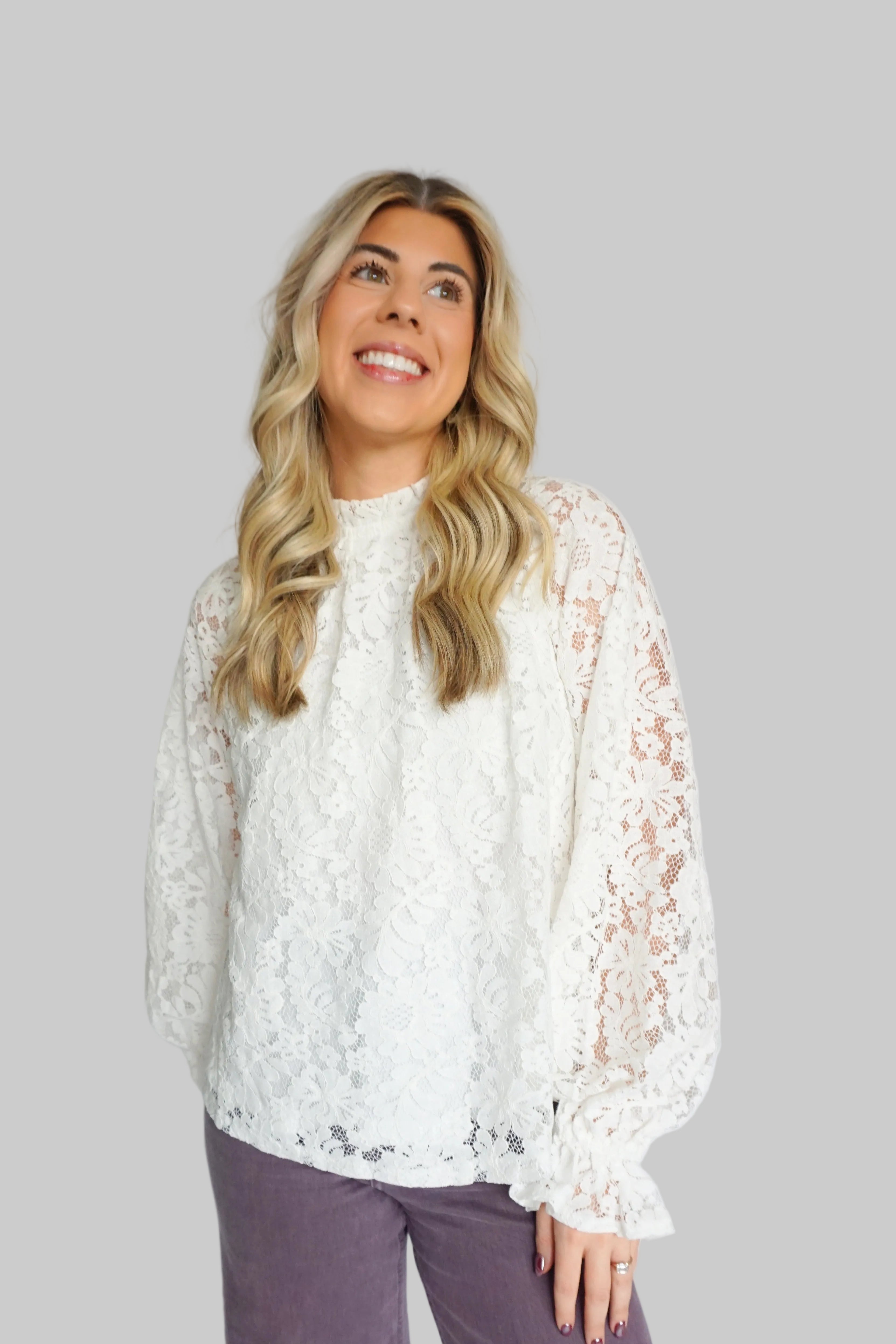 Snow-Kissed Lace Blouse